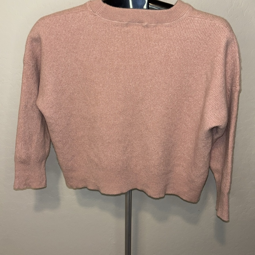 Madewell 100%Cashmere Women's cropped Sweater rosepink 3/4 sleeves - Picture 2 of 12